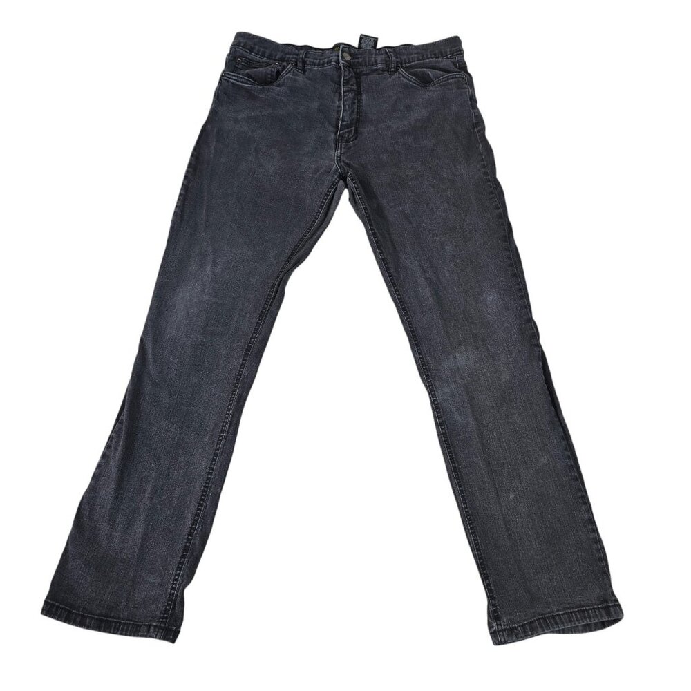 Urban Star Jeans Mens 38x32 Black Gray Stretch Straight Leg Faded Distressed